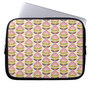 Housse Pour Ordinateur Portable Rétro motif floral rose et pourpre