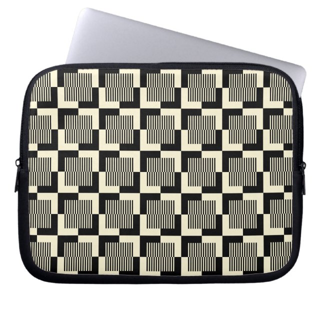 Housse Pour Ordinateur Portable Rétro motif noir et bronzage (Devant)