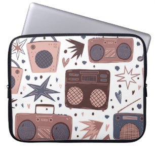 Housse Pour Ordinateur Portable Retro Music Motif Vintage sans couture.