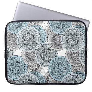 Housse Pour Ordinateur Portable Rétro, rétro motif, bleu et gris, élégant