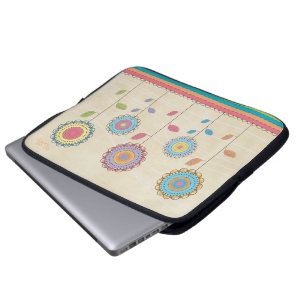 Housse Pour Ordinateur Portable Retro Vector Rainbow Flower Garden Abstrait
