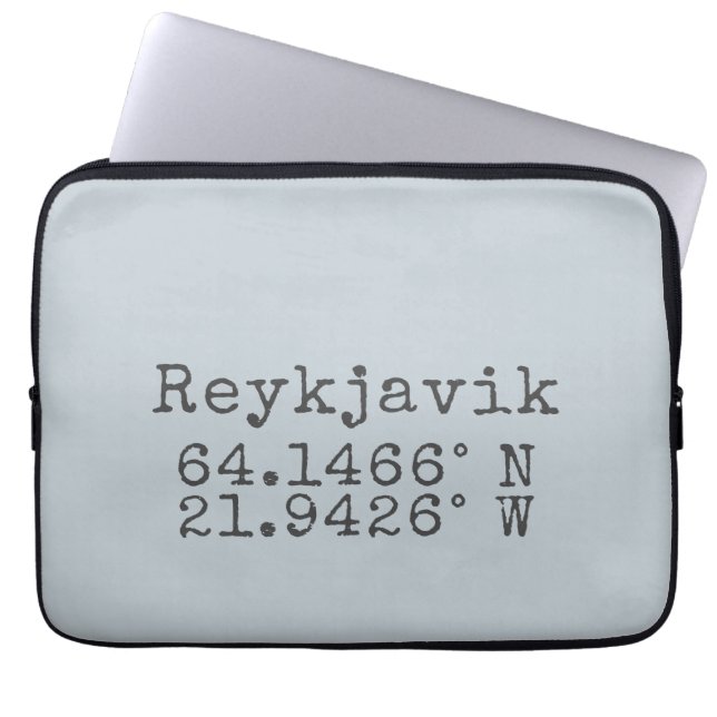 Housse Pour Ordinateur Portable Reykjavik Islande Latitude Longitude (Devant)
