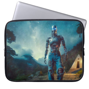 Housse Pour Ordinateur Portable Robot futuriste dans un paysage ancien