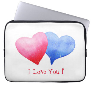 Housse Pour Ordinateur Portable Romantique minimaliste Je t'aime Coeurs