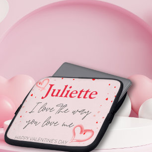 Housse Pour Ordinateur Portable Romantique rose et coeur rouge Saint Valentin