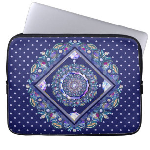 Housse Pour Ordinateur Portable Rosace bleue