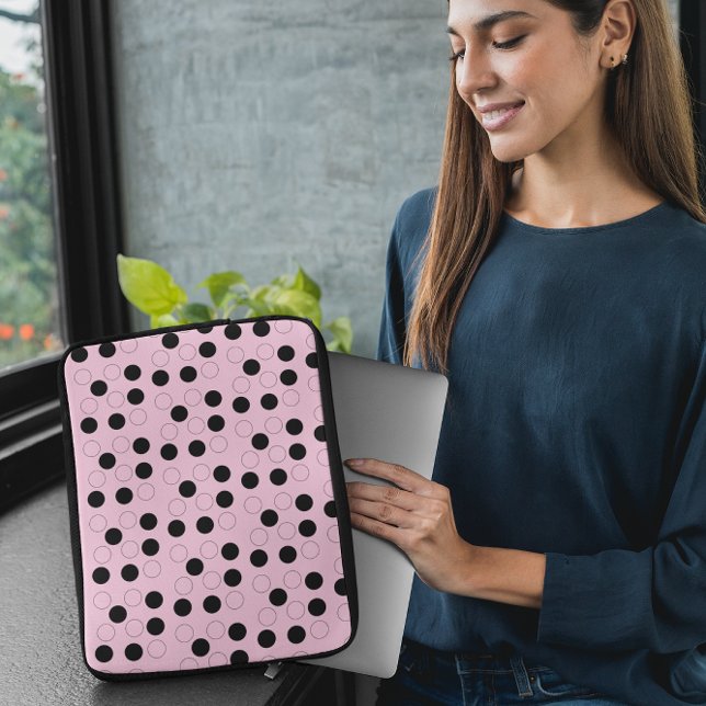 Housse Pour Ordinateur Portable Rose avec cercles (Créateur téléchargé)
