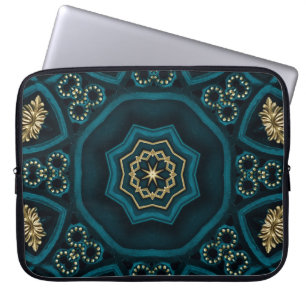 Housse Pour Ordinateur Portable Rose Boho Gold Vert Mandala