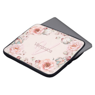 Housse Pour Ordinateur Portable Rose d'aquarelle Wreath personnalisée Rose