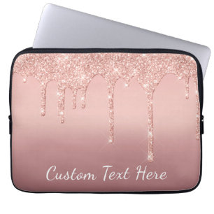 Housse Pour Ordinateur Portable Rose de texte personnalisé Parties scintillant d'é