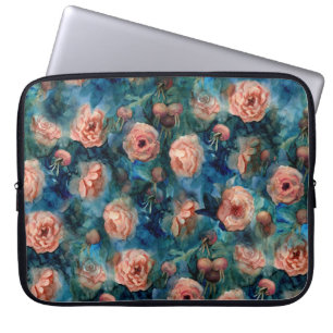 Housse Pour Ordinateur Portable Rose en floraison aquarelle Motif sans couture