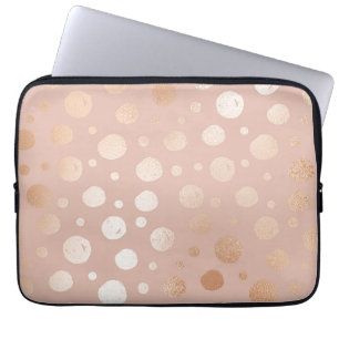 Housse Pour Ordinateur Portable Rose-or et beige points motif