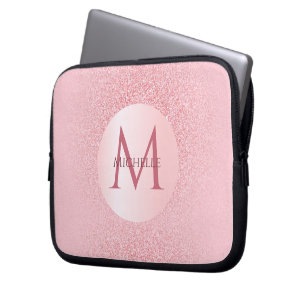 Housse Pour Ordinateur Portable Rose Parties scintillant or Modèle Monogramme élég