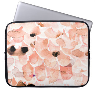 Housse Pour Ordinateur Portable Rose, pivoine, feuille, motif aquarelle.