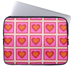 Housse Pour Ordinateur Portable Rose Retro Vintage À damiers Coeur Motif Y2K