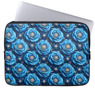 Housse Pour Ordinateur Portable Roses bleues Création de fleurs de luxe pour la nu