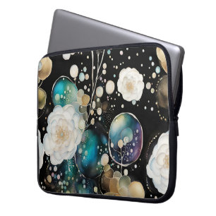 Housse Pour Ordinateur Portable Roses Et Bulles Abstraits