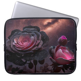 HOUSSE POUR ORDINATEUR PORTABLE ROSES NOIR ET ROSE NOIR