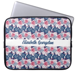 Housse Pour Ordinateur Portable Roses patriotiques étoiles - rouge blanc bleu