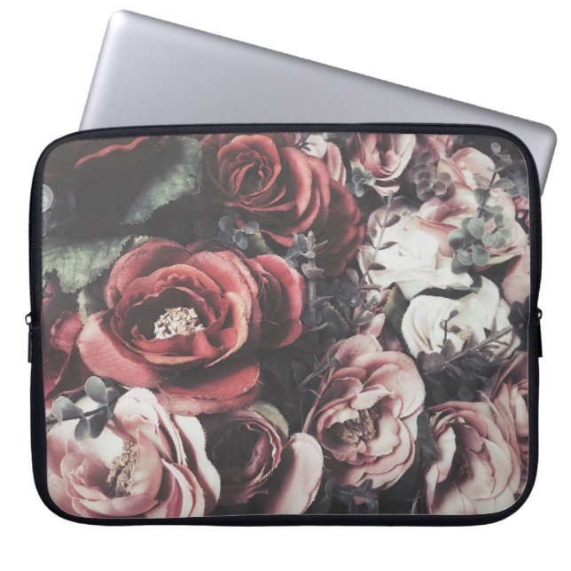Housse Pour Ordinateur Portable roses vintages, arrière - plan, bouquet, fleur, de (Devant)