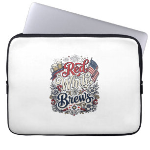 Housse Pour Ordinateur Portable Rouge Blanc & Bières Conception de chemise de bièr