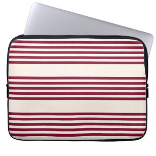 Housse Pour Ordinateur Portable Rouge bordeaux et beige cinq rayures motif