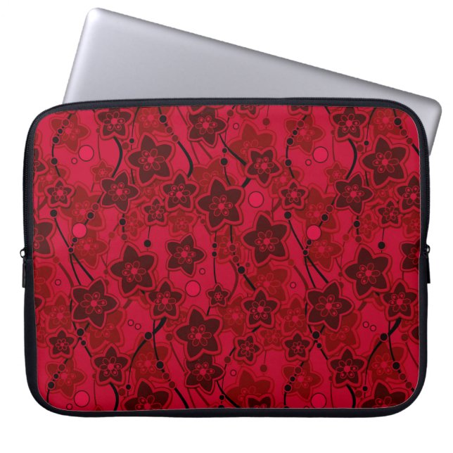 Housse Pour Ordinateur Portable rouge brun floral rustique mode motif rétro (Devant)