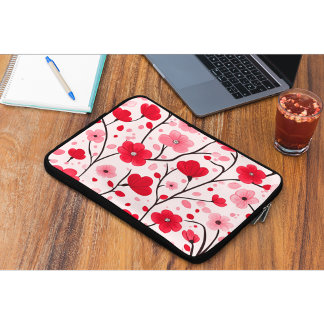 Housse Pour Ordinateur Portable Rouge Floral Romantique