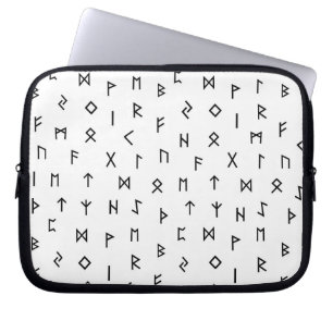 Housse Pour Ordinateur Portable Runes viking noires sur Arrière - plan blanc