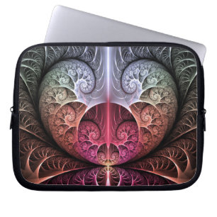 Housse Pour Ordinateur Portable Rythme cardiaque, art fractal de fantaisie surréal