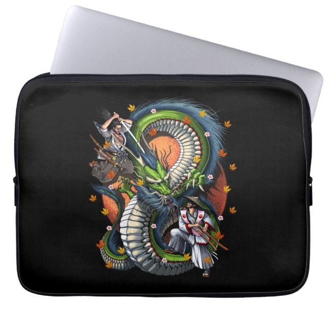 Housse Pour Ordinateur Portable Samouraï du Japon contre Dragon (Devant)