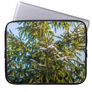 Housse Pour Ordinateur Portable Sapin de Noël vert dans la neige