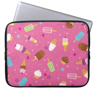 Housse Pour Ordinateur Portable Saupoudrer, cupcakes, glaces et coquelicots