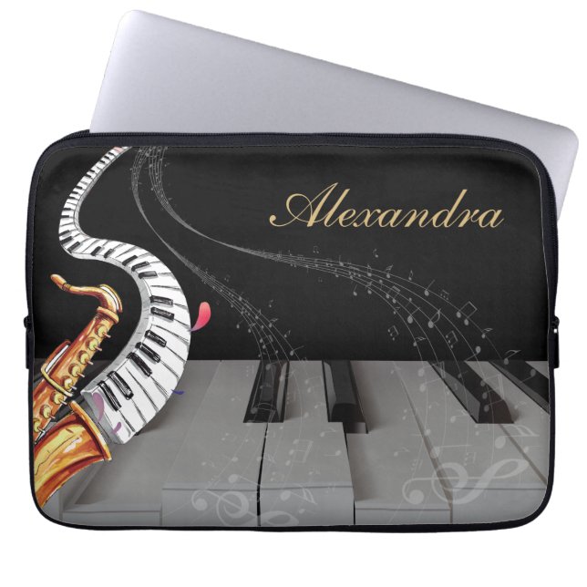 Housse Pour Ordinateur Portable Saxophone personnalisé (Devant)
