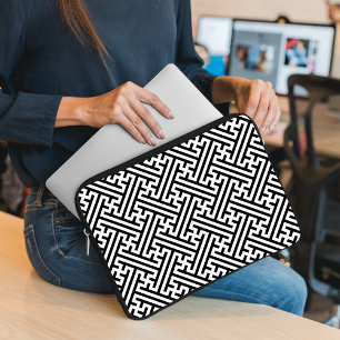 Housse Pour Ordinateur Portable Sayagata motif, japonais, noir et blanc