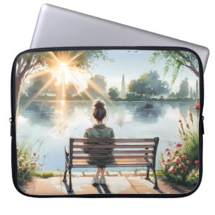 Housse Pour Ordinateur Portable Scène de lac aux reflets de coucher de soleil