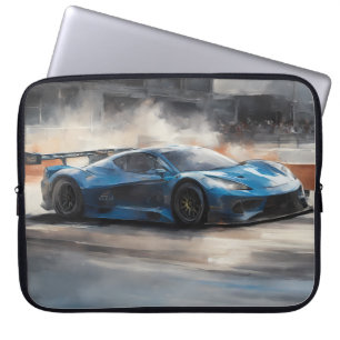 Housse Pour Ordinateur Portable Scène dynamique de course urbaine bleue