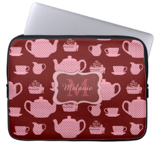 Housse Pour Ordinateur Portable Set de thé à base de pois rose Bourgogne Personnal