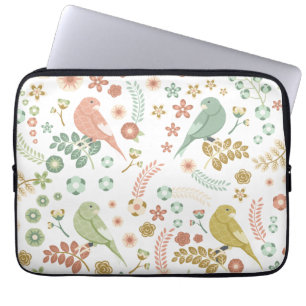 Housse Pour Ordinateur Portable Shabby Birds & Branches Blanc