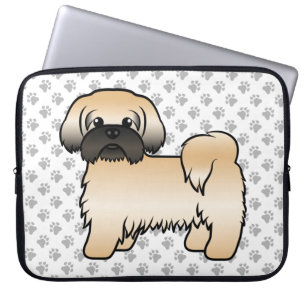 Housse Pour Ordinateur Portable Shih Tzu de dessin animé mignon doré avec un masqu