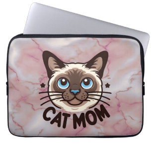 Housse Pour Ordinateur Portable Siamese Chat Maman Mère jour Cadeau pour Féline Am