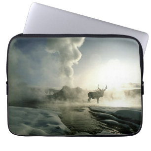 Housse Pour Ordinateur Portable Silhouette d'Elk au Castle Geyser