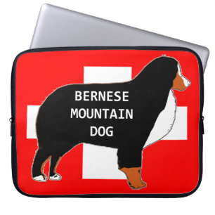 Housse Pour Ordinateur Portable silhouette du nom du chien de montagne bernois sur