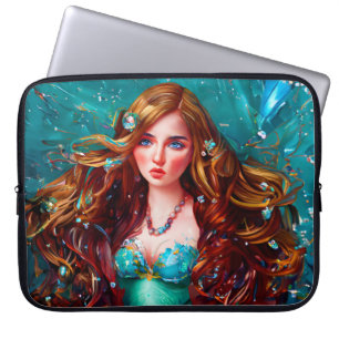 Housse Pour Ordinateur Portable Sirène de la déesse de la mer Nymphe Siren sous l'