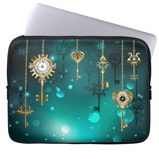 Housse Pour Ordinateur Portable Skeleton Keys on Green Background (Devant)