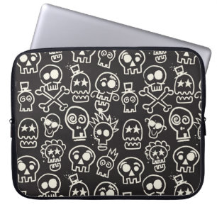 Housse Pour Ordinateur Portable Sketchchy noir crâne papier peint sans couleur