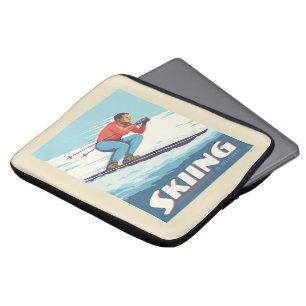 Housse Pour Ordinateur Portable Ski est croire Retro Print