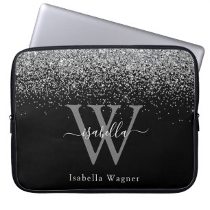 Housse Pour Ordinateur Portable Sliver Black Parties scintillant Élégant Nom de sc