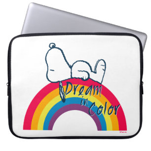 Housse Pour Ordinateur Portable Snoopy Rêver en couleur arc-en-ciel