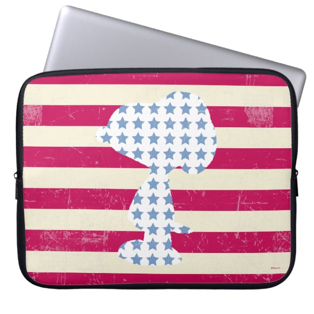 Housse Pour Ordinateur Portable Snoopy Vintage Stars & Stripes (Devant)